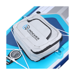 Deck Bag Cooler gray attached to the back bungee of irocker paddle board