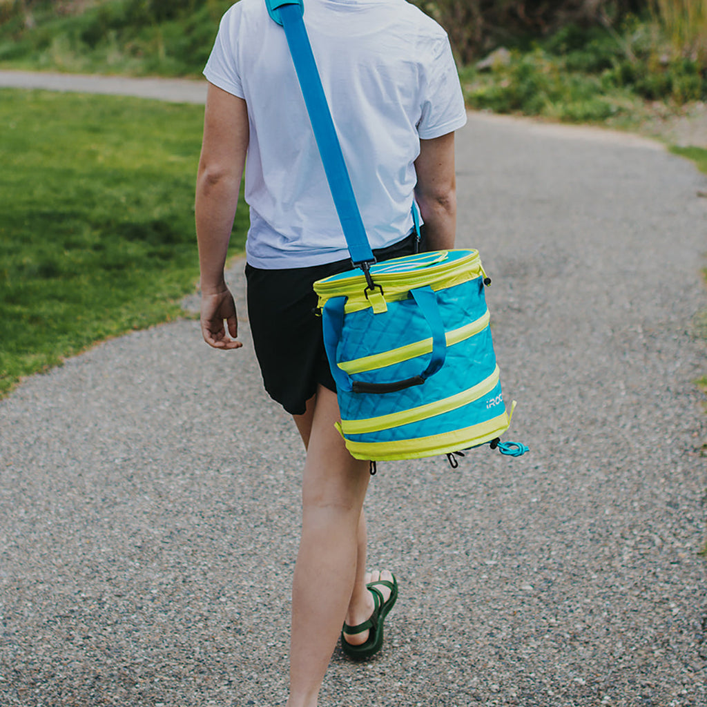 Pop Up Cooler around shoulder
